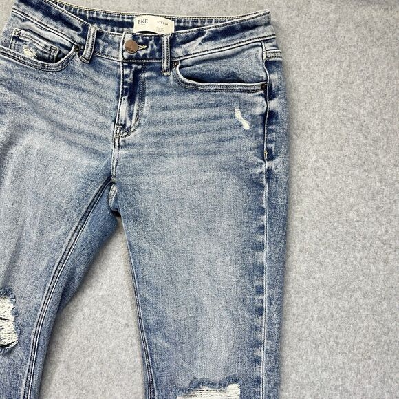 BKE Stella Slim Fit Low Rise Flare Jeans Women’s 28x32 Stone Wash Open Hem - Picture 3 of 16